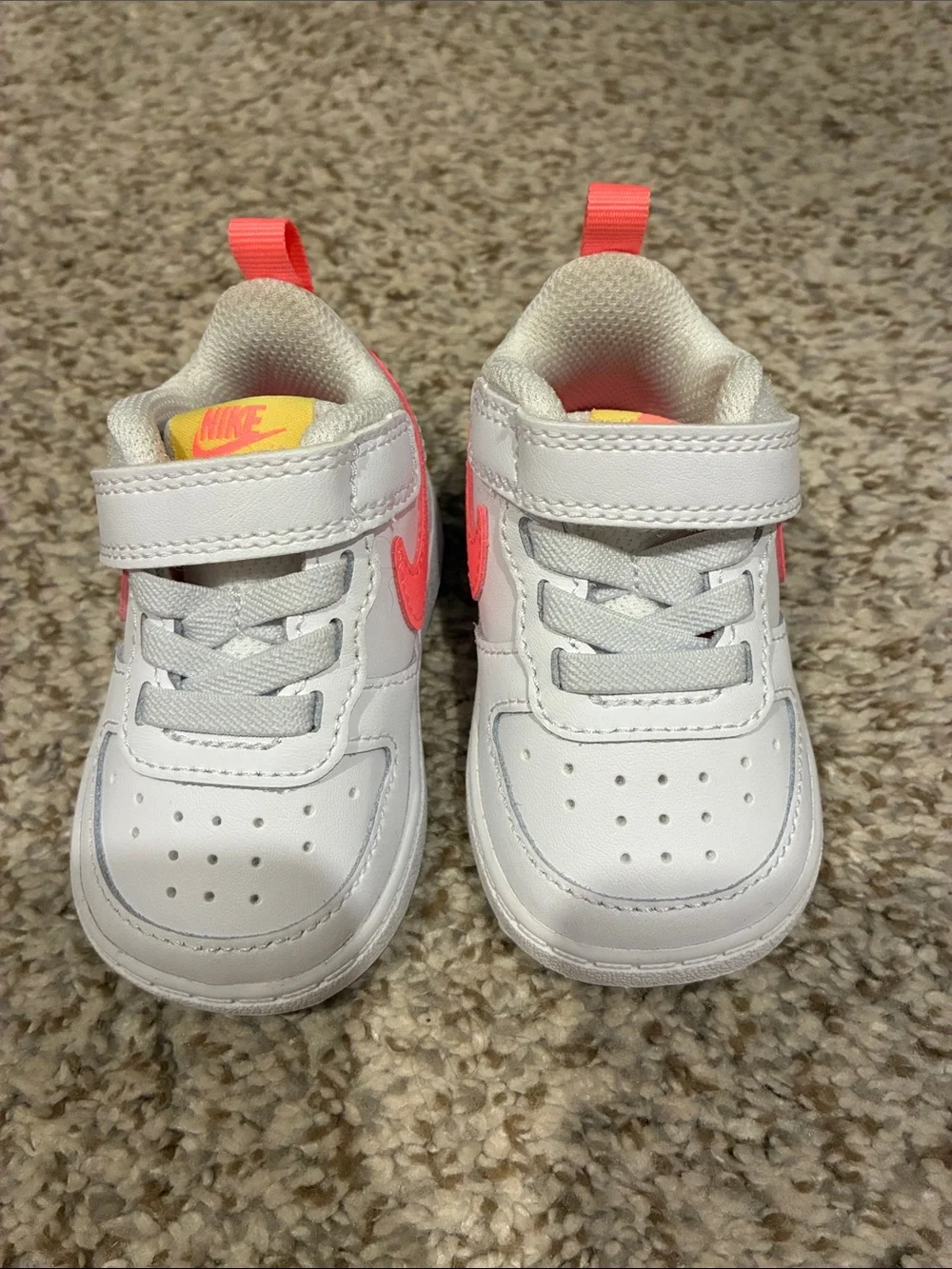 Nike Baby White Sneakers with Coral - Picture 2 of 5